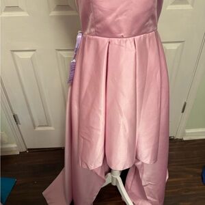 Girls' Pink High-Low Satin Party Dress